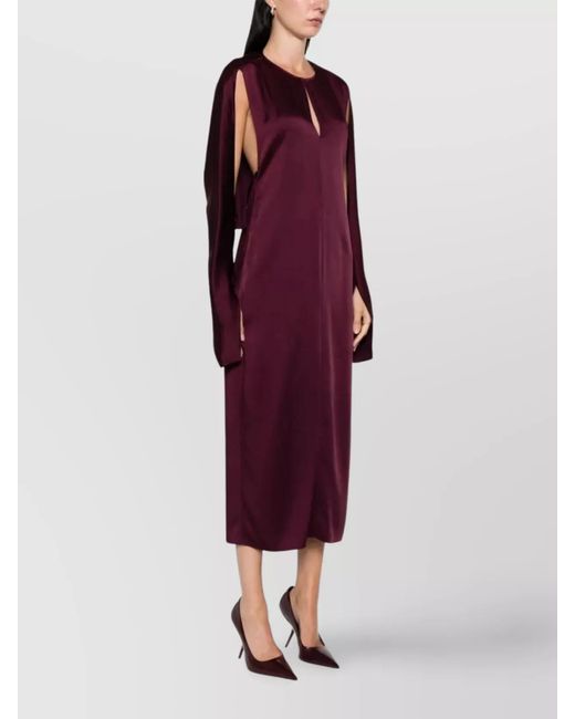 Stella McCartney Purple Satin Cutout Midi Dress
