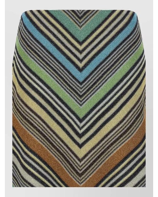 Missoni Gray Chevron Pattern Textured Fabric Midi Skirt