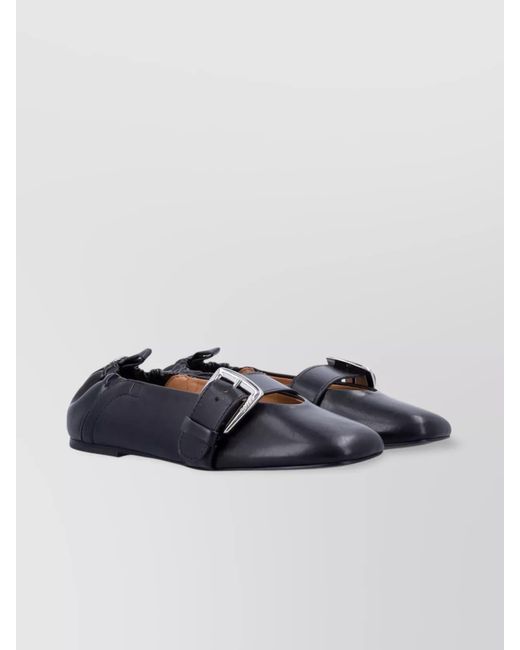 Ganni Blue Butterfly Strap Ballerina Shoes