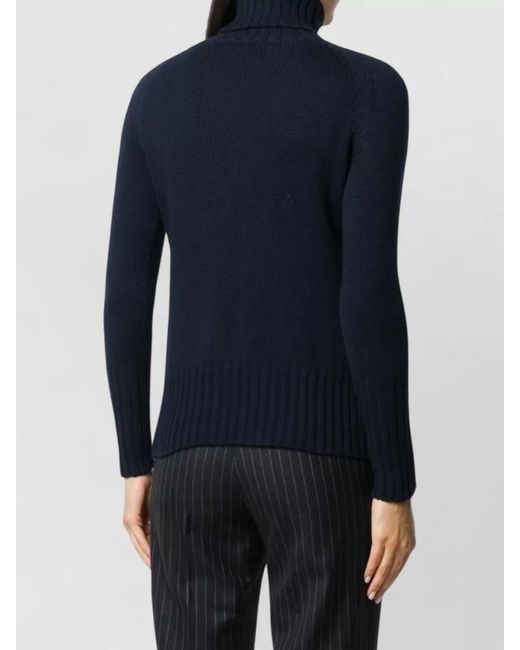 Drumohr Blue Merino Knit Turtleneck Sweater Long Sleeves