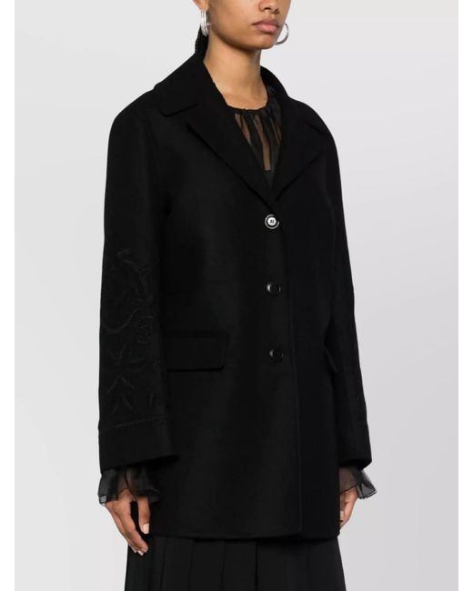 Ermanno Scervino Black Virgin Wool Single Breasted Coat
