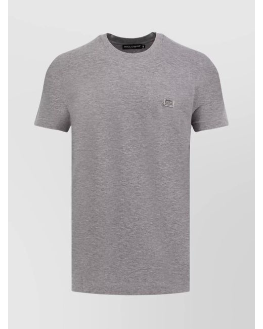 Dolce & Gabbana Gray Cotton Ribbed Crew Neck Short Sleeve T-Shirt for men
