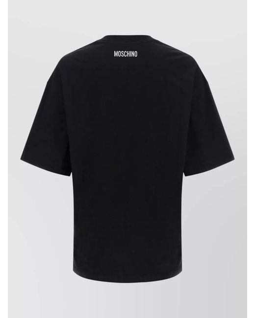 Moschino Black Smiley Logo Crew Neck Graphic T Shirt for men
