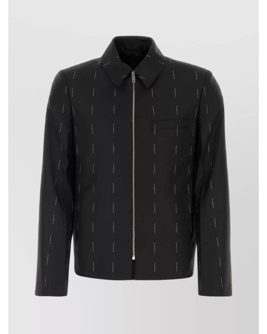 Givenchy Black Wool Logo Print Shirt Jacket for men