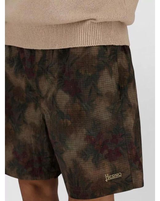 Herno Gray Tropical Floral Ripstop Nylon Swim Shorts for men
