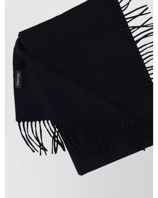 Tom Ford Black Scarf Fringe Detail Soft Texture Design for men