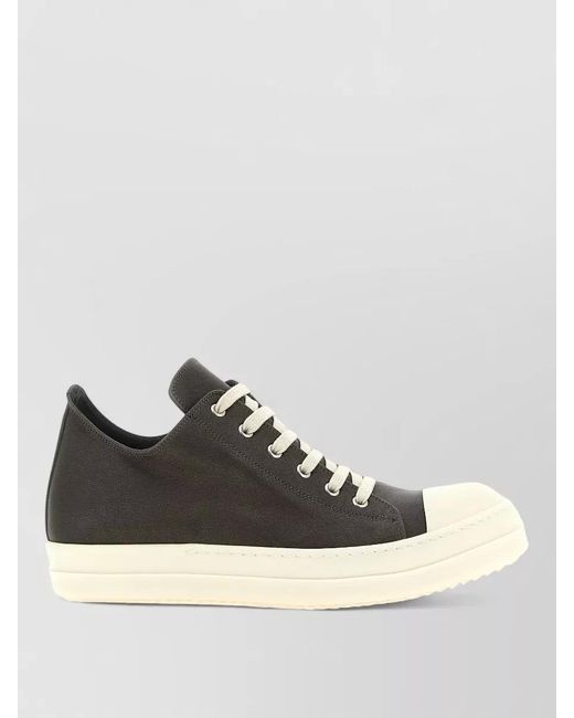 Rick Owens Metallic Lace Up Low Top Leather Sneakers for men