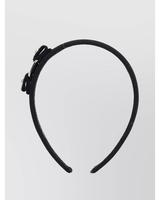 Ferragamo Black Crystal-Embellished Bow Headband