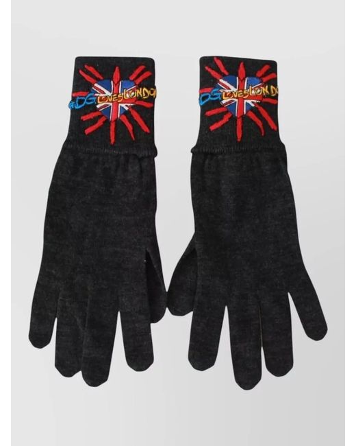 Dolce & Gabbana Black #Dgloveslondon Wool Gloves Union Jack Embroidery for men