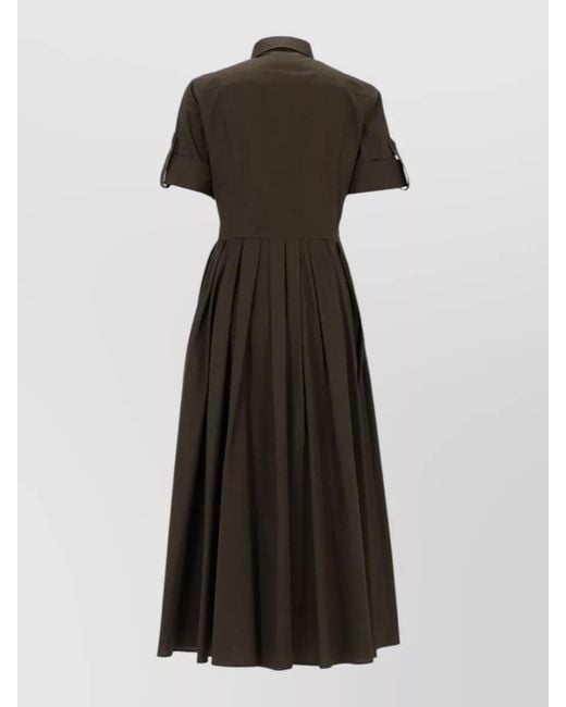 Fay Black Short Sleeve Dress Chest Pockets Pleated Skirt