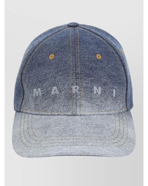 Marni Blue Cotton Denim Baseball Cap for men