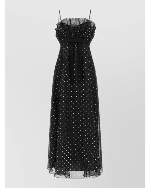 Zimmermann Black Polka-Dot Pleated Midi Dress