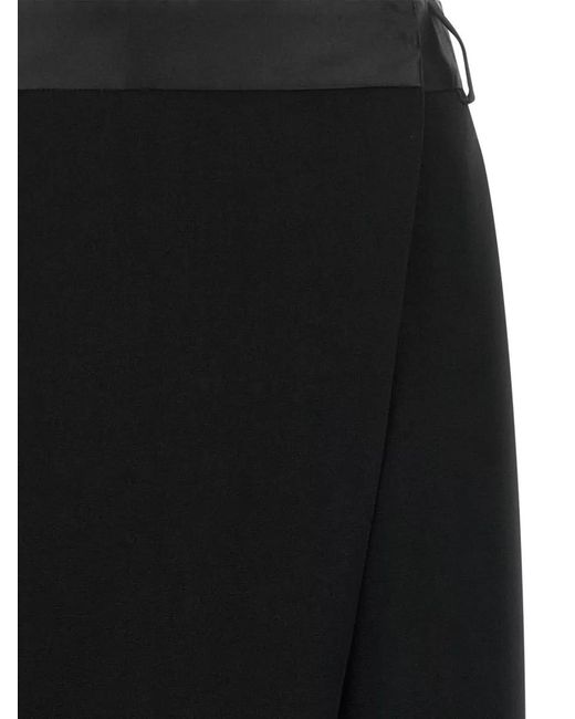 Alberto Biani Black Asymmetrical Panel Trousers Tailored Stripe Design