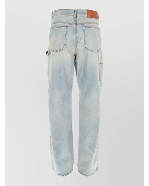 MSGM Blue Logo Jeans Straight Leg Five Pocket for men