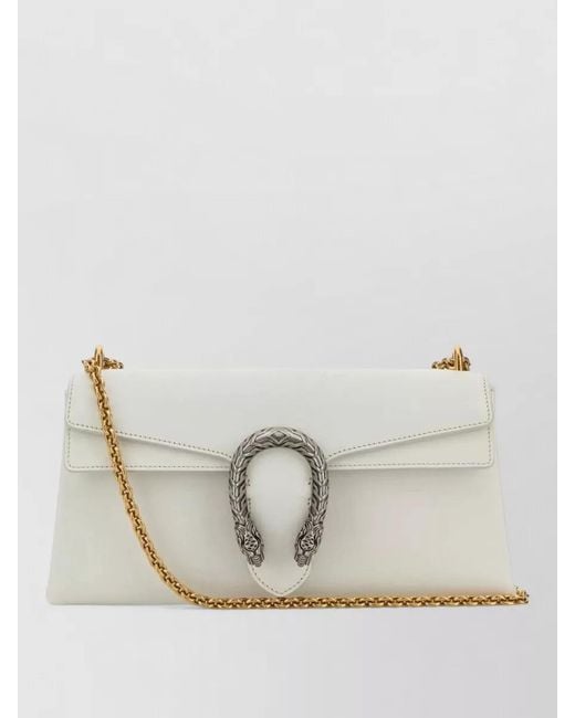 Gucci White Dionysus Leather Shoulder Clutch Chain Buckle