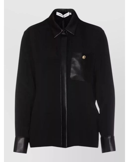 SIMONA CORSELLINI Black Shirt Long Sleeves Collared Neck Front Pocket