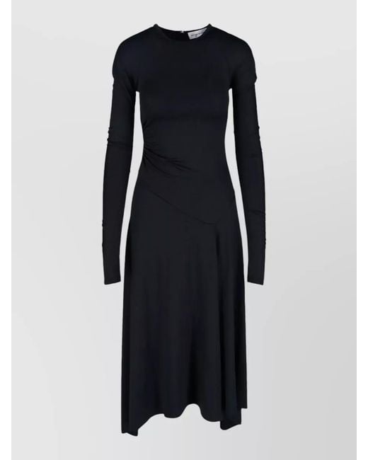 Victoria Beckham Blue Long Sleeve Dress Asymmetric Hem Detail