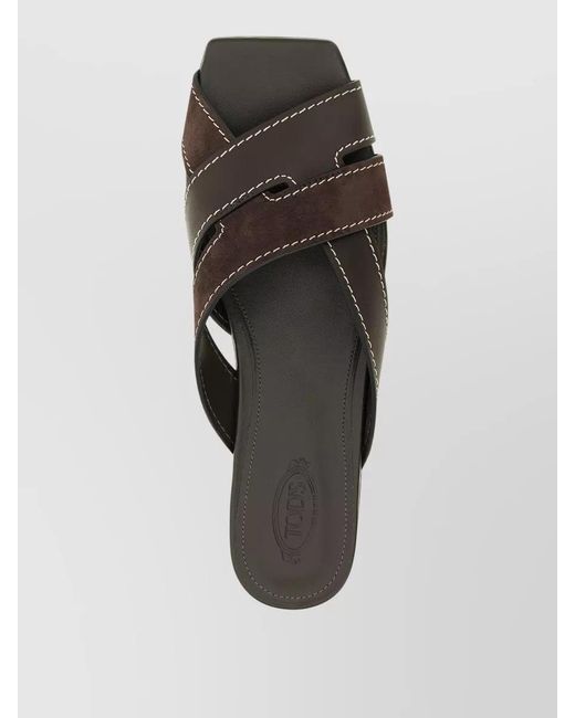 Tod's Black Leather Flat Sandals