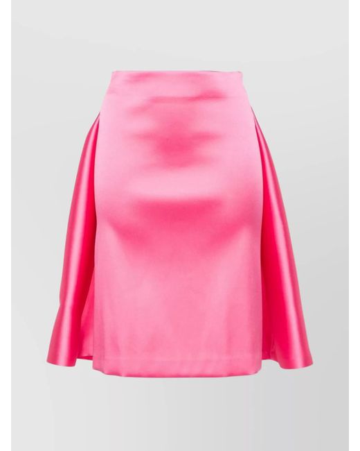 P.A.R.O.S.H. Pink Duchess Satin Knee-Length A-Line Skirt