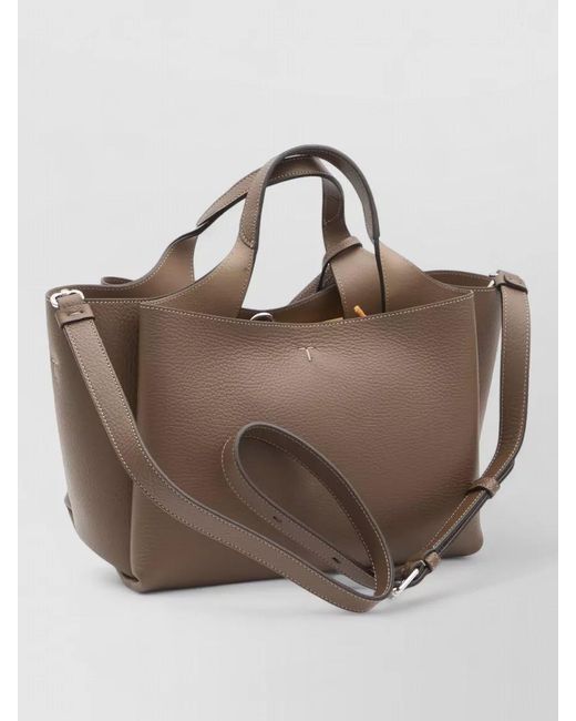 Tod's Brown T Small Leather Tote Bag Structured