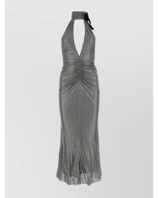 Alessandra Rich Gray Viscose Midi Dress