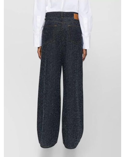 Ganni Blue Denim Wide-Leg Trousers