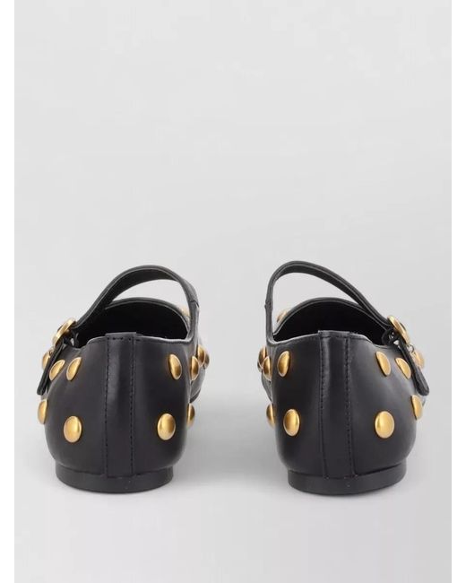 Michael Kors Black Ballerina Shoes Round Toe Studded Design