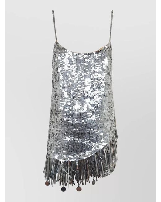 ANDAMANE White Sequin Fringe Mini Dress