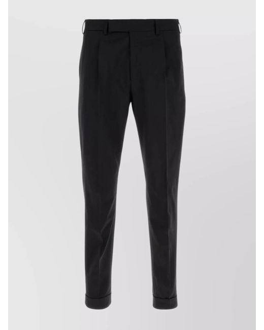 PT Torino Black Wool Tailored Trousers for men