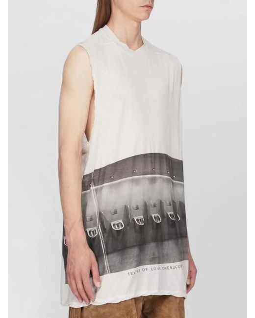 Rick Owens White Jumbo Graphic Tank Top Raw Edges for men
