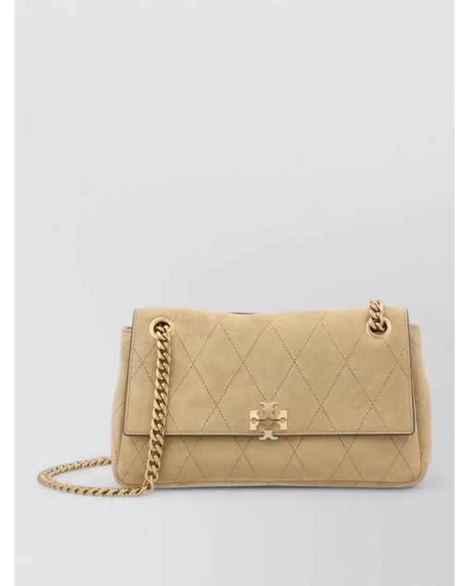 Tory Burch Natural Quilted Chain Strap Crossbody Bag