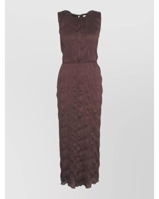 Staud Purple Maxi Dress Pleated Texture Keyhole Back Drawstring