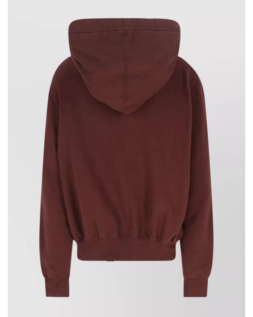 Rick Owens Red Asymmetric Hem Hoodie Kangaroo Pocket for men