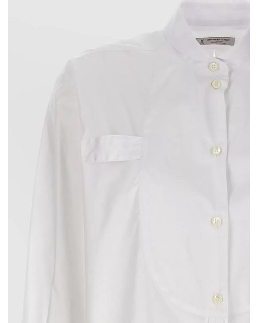 Alberto Biani White Tuxedo Shirt Long Plastron Design