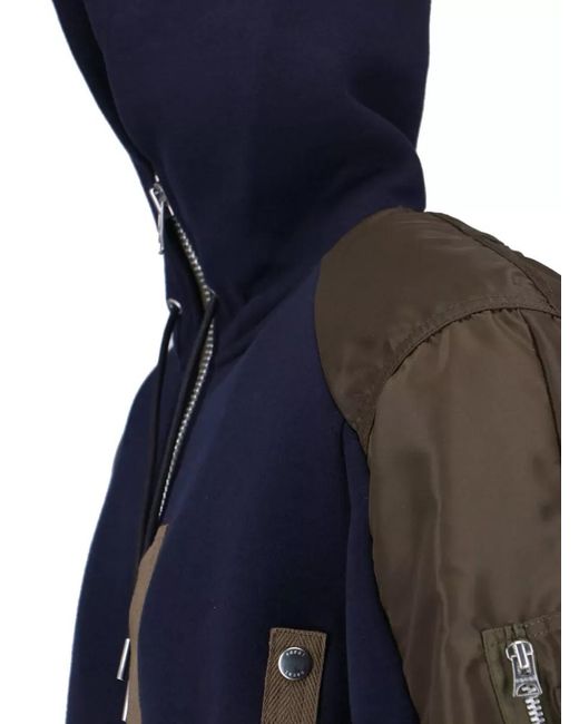 Sacai Blue Paneled Hooded Jacket for men