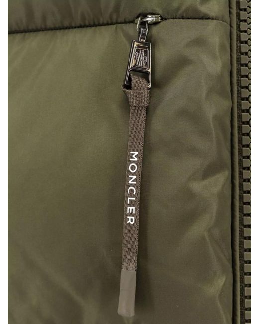 Moncler Green Logo Patch Zip-Up Puffer Jacket for men