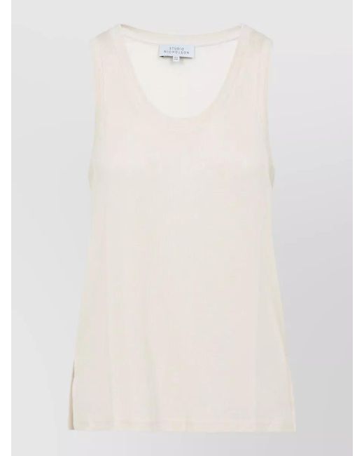Studio Nicholson White Lyocell Ribbed Vest