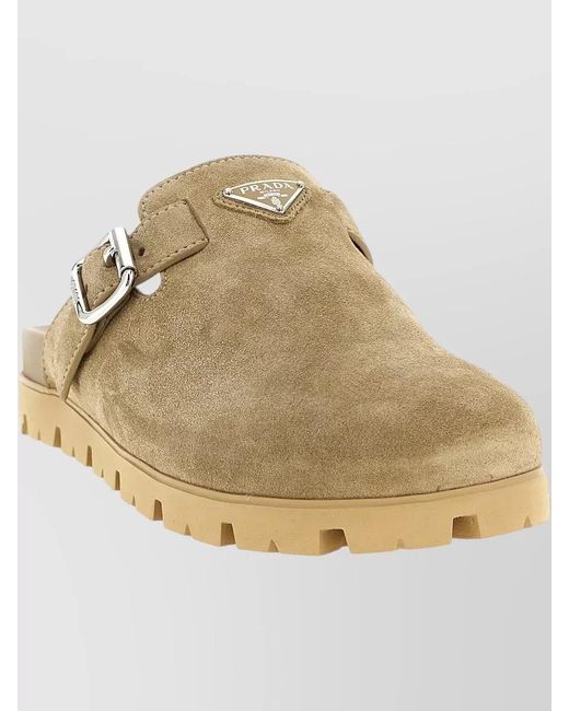 Prada Natural Suede Slippers for men