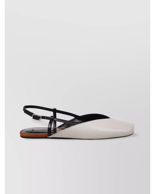 AMI Metallic Buckle Pointed Toe Flat Sole Ballerina Shoes
