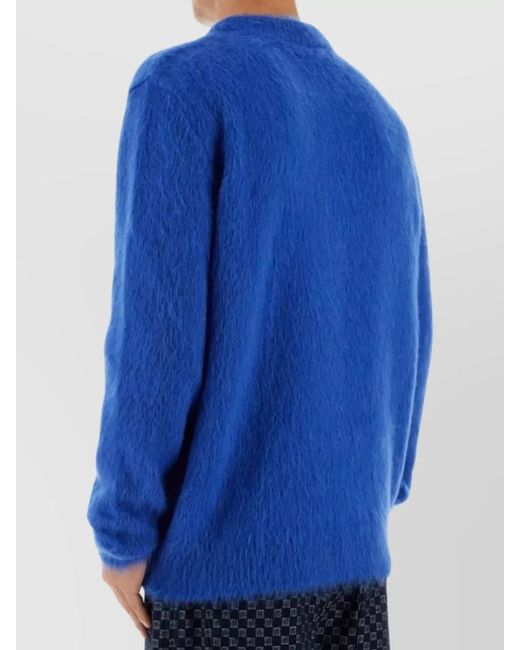 Balmain Blue Ribbed Wool Blend Jumper for men