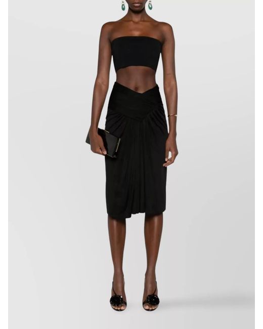 Saint Laurent Black Draped Pencil Skirt