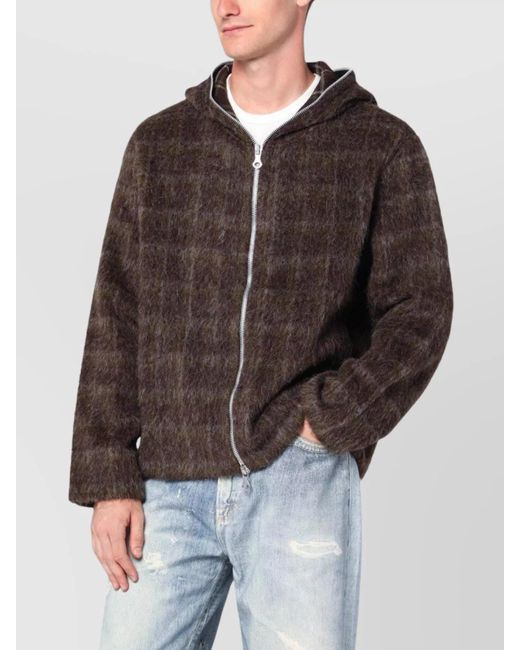 Our Legacy Brown Wool Blend Check Pattern Sweatshirt With Hood for men