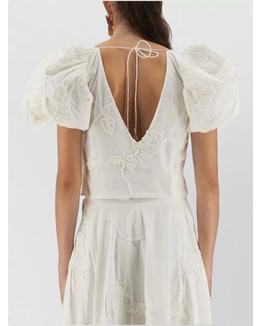 ROTATE BIRGER CHRISTENSEN White Organic Cotton Puff-Sleeve Midi Dress