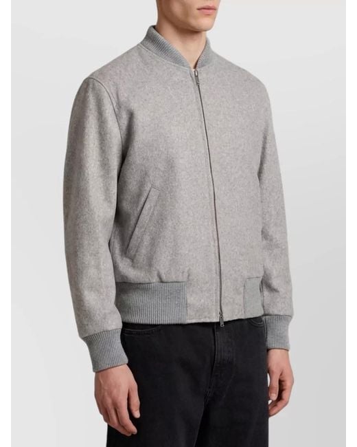 Lardini Gray Virgin Wool Regular-Fit Bomber Jacket for men