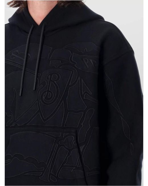 Burberry Blue Organic Cotton Loose-Fit Hoodie for men