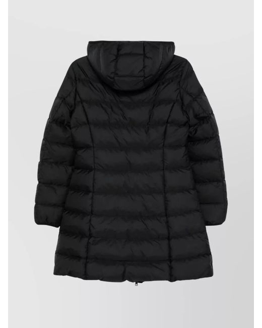 Moncler Black Long Down Coat And Hood