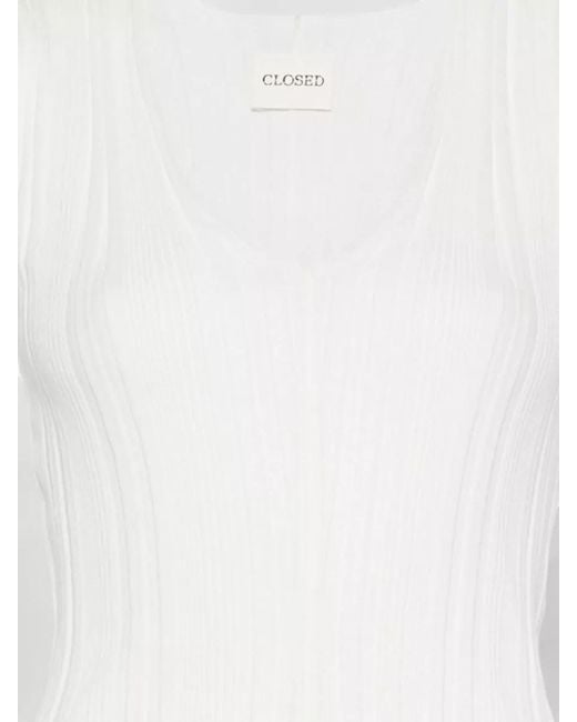 Closed White Linen Cotton Sleeveless V Neck Sweater