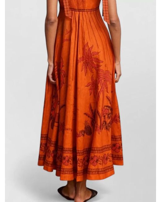 ALÉMAIS Orange Linen Midi Sundress