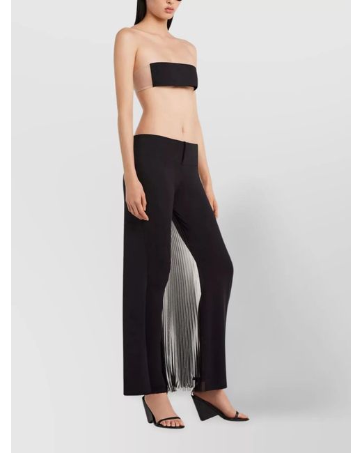 Courreges Black Pleated Straight-Leg Trousers