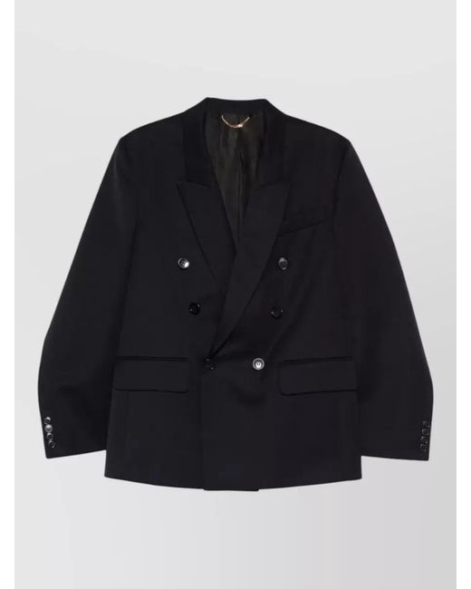 Victoria Beckham Blue Double-Breasted Tailored Blazer